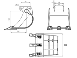 bucket for miniexcavator b 200drs