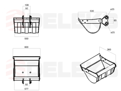 graafbak kantelbak hydraulisch voor minigraafmachine m100 600