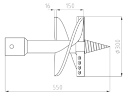 boomstronk schaaf voor hydraulische grondboor zhd 245/305